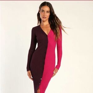 Lulu's Purple and Pink Ribbed Dress